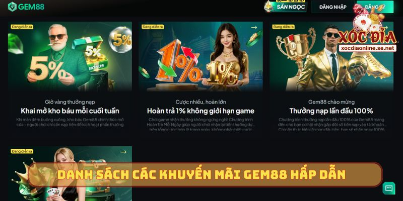 Khuyến mãi Gem88 đa dạng cho thành viên
