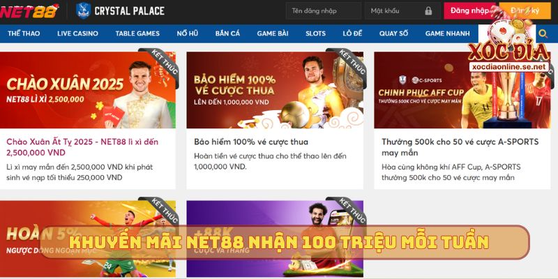 Khuyến mãi Net88 nhận 100 triệu mỗi tuần